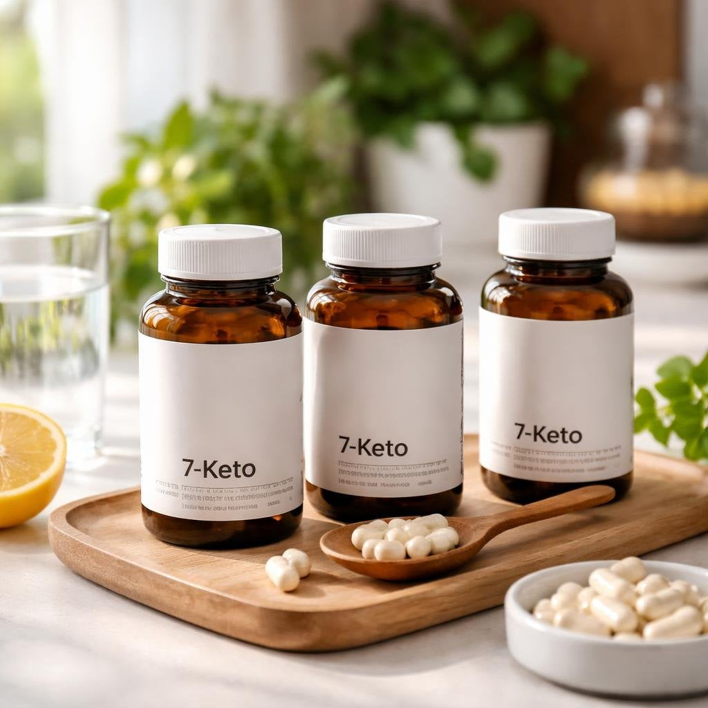 7-Keto supplement bottles for metabolic support
