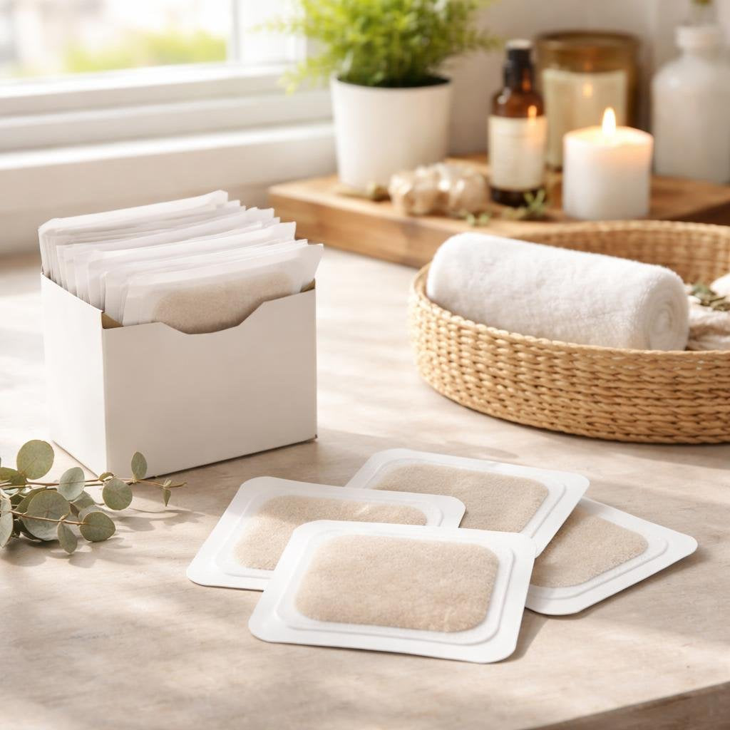 Adhesive heat patches for back and shoulder warmth