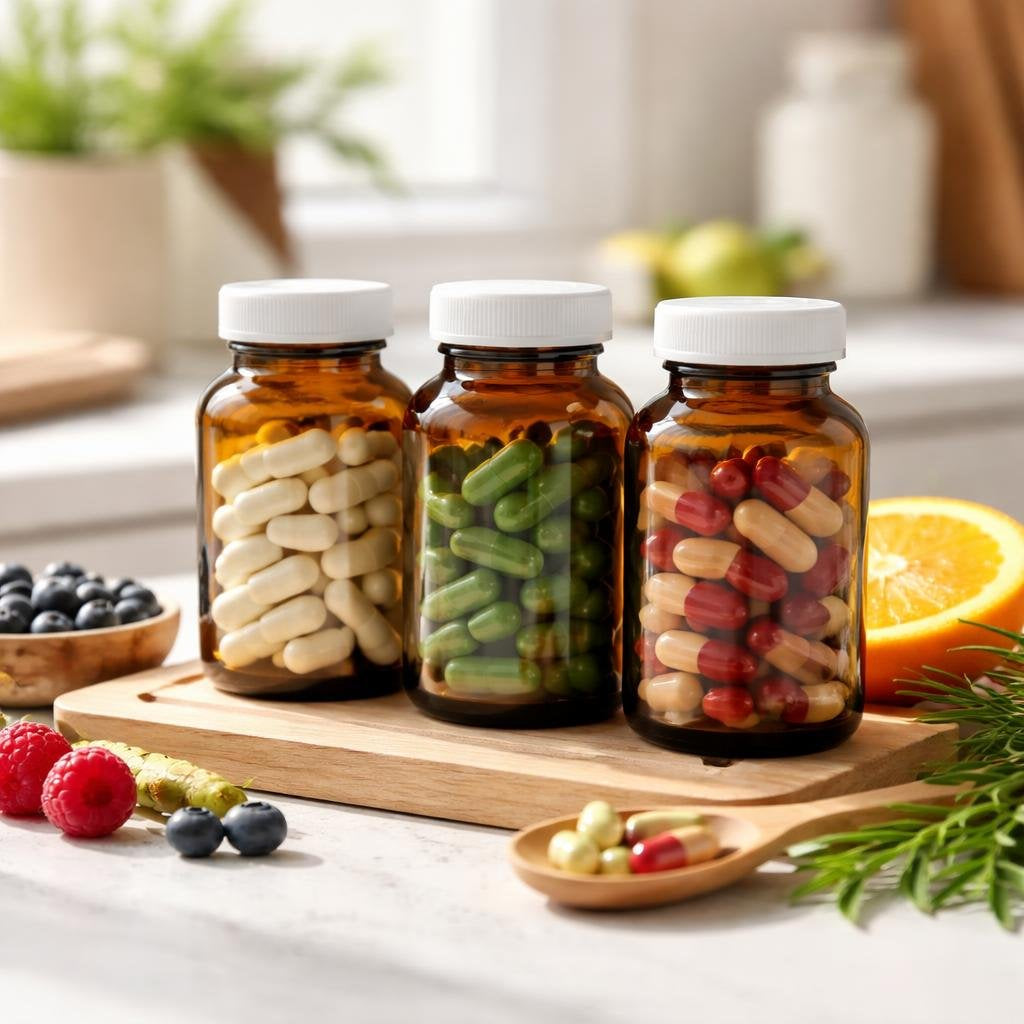 Antioxidant blend capsules with vitamin C and CoQ10