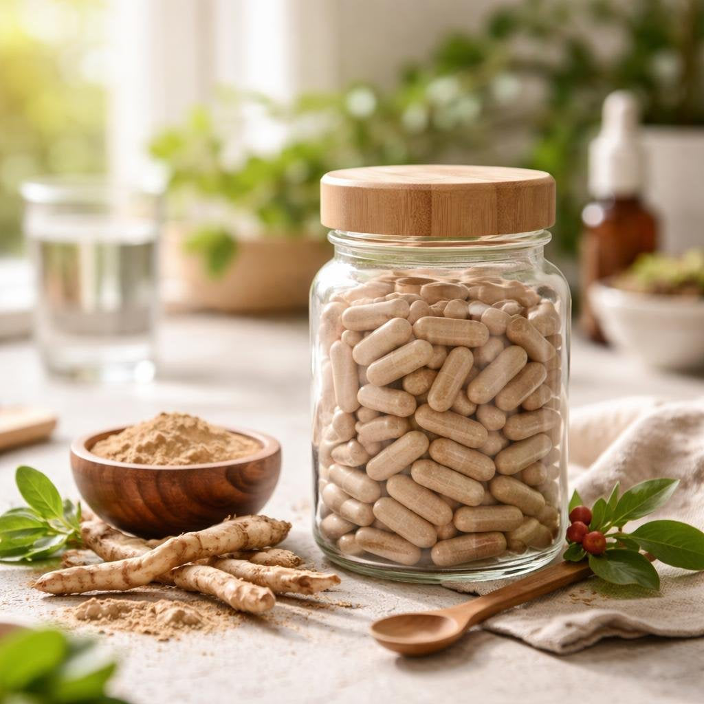 Ashwagandha capsules and powder for daily wellness routines