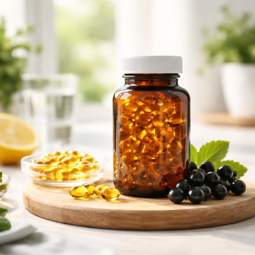 Black currant oil softgels for plant-based GLA support