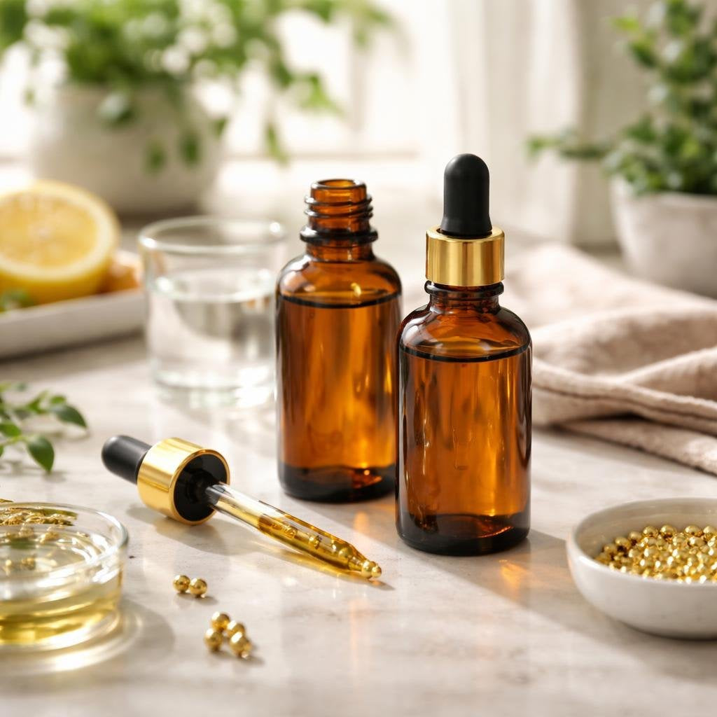 Colloidal gold mineral supplement bottles and labels