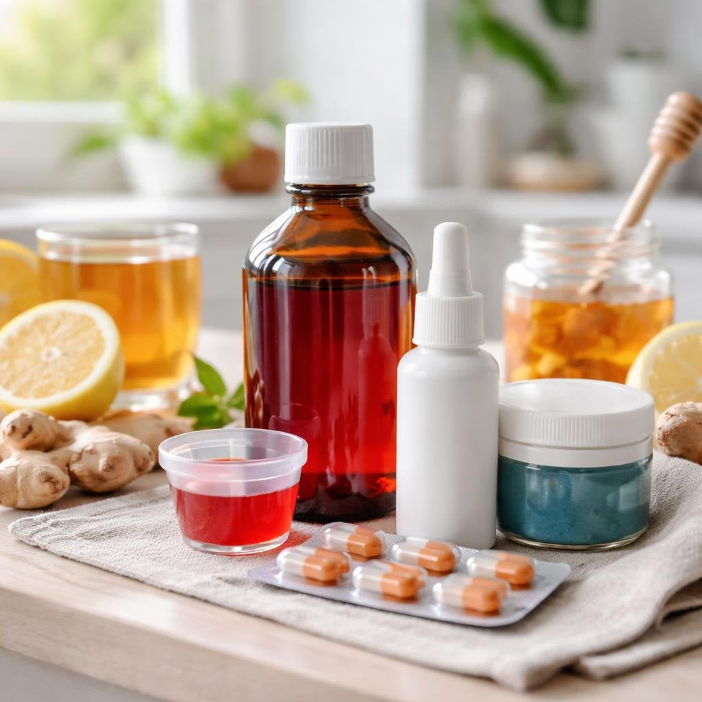 Cough and cold remedies with drops, syrups, and sinus care