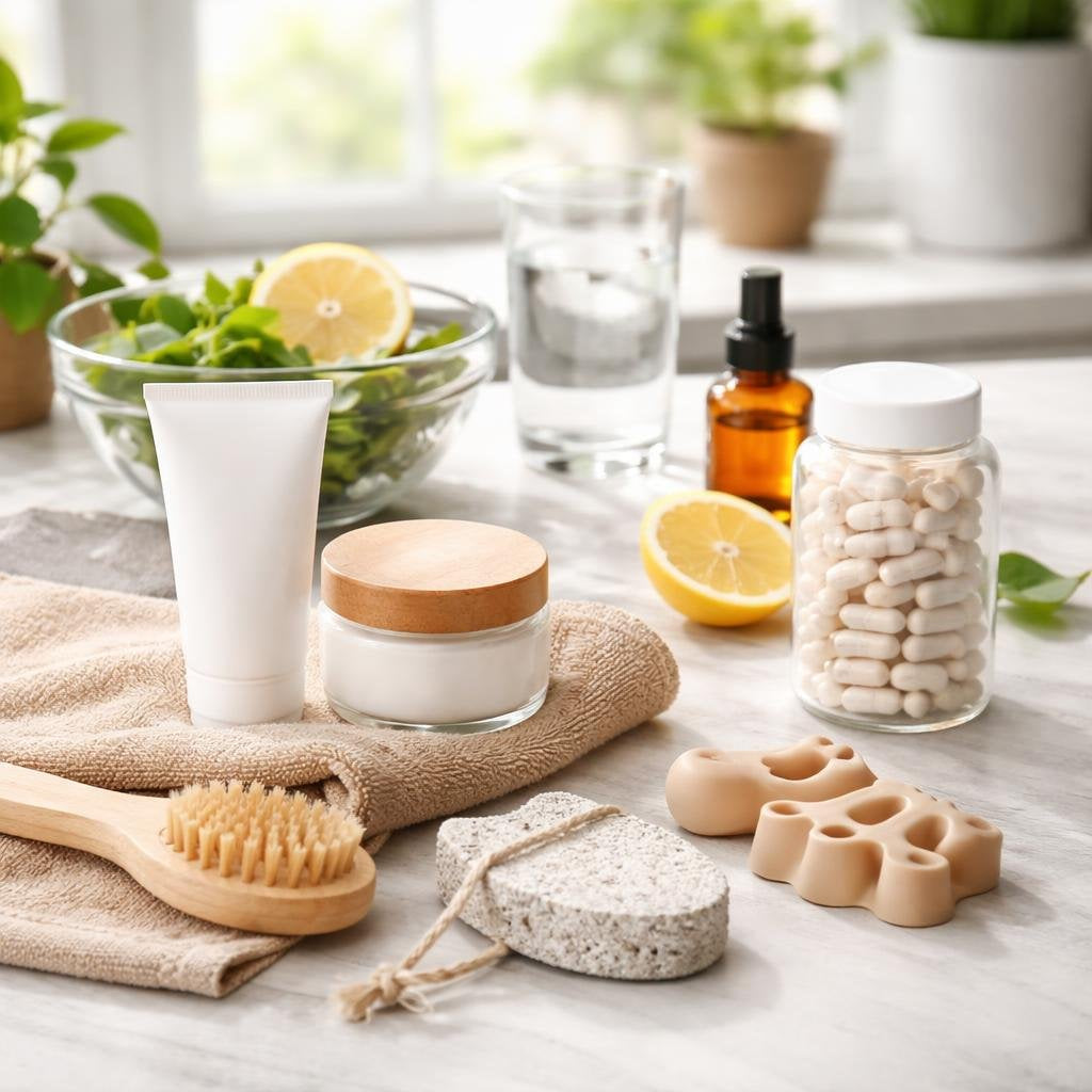 Foot health products for dry heels and hygiene