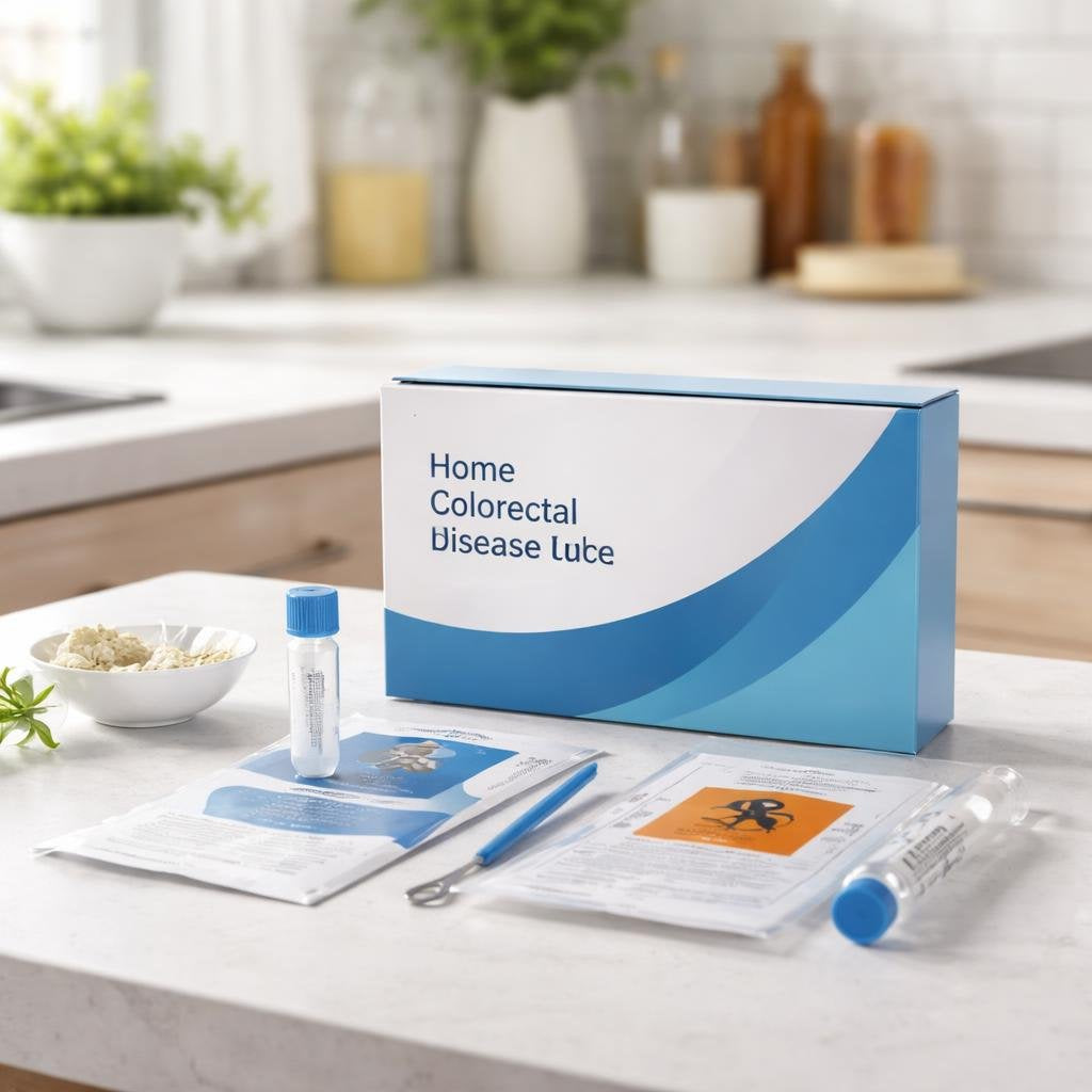 Home colorectal test kit for discreet screening at home