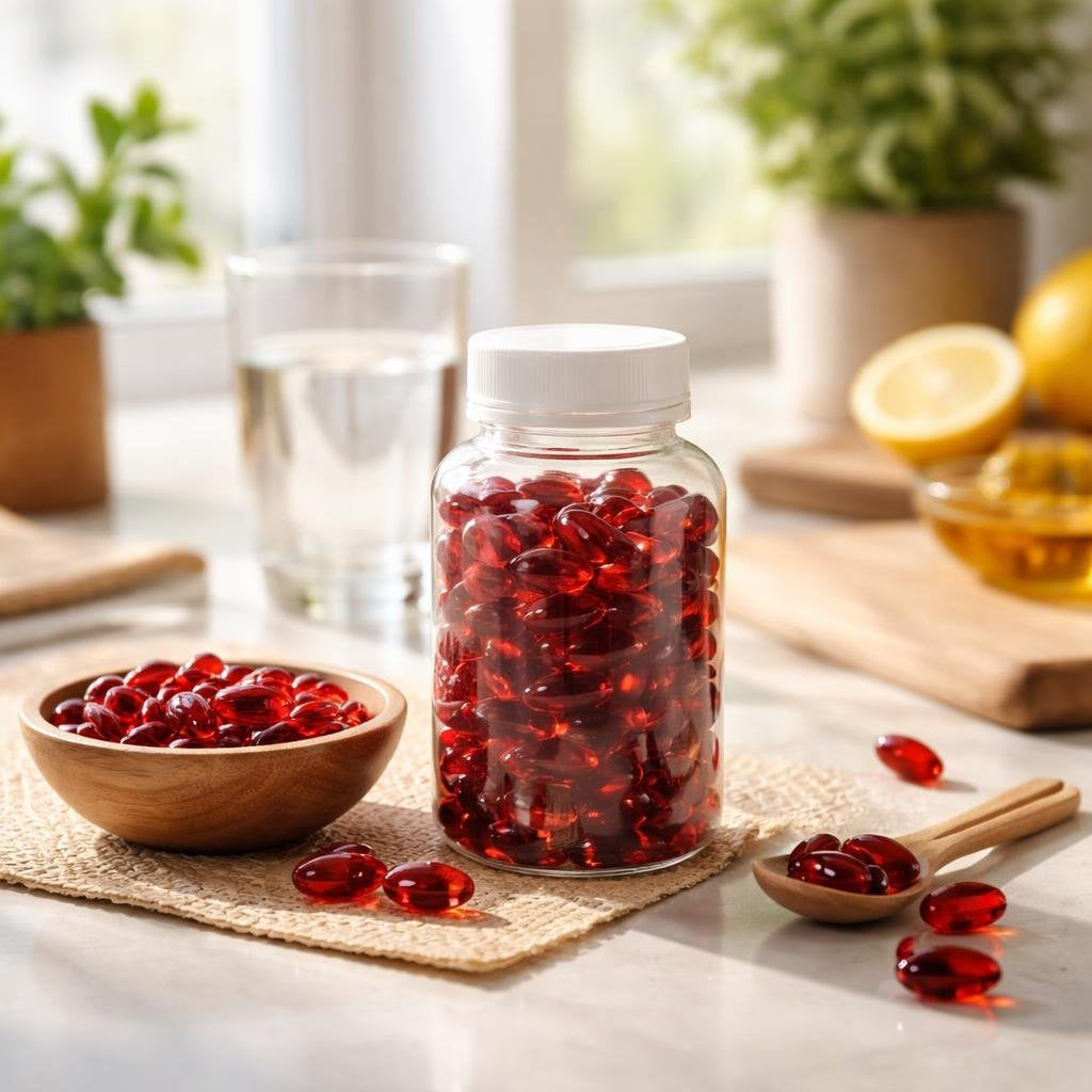 Krill oil omega-3 softgels with EPA and DHA