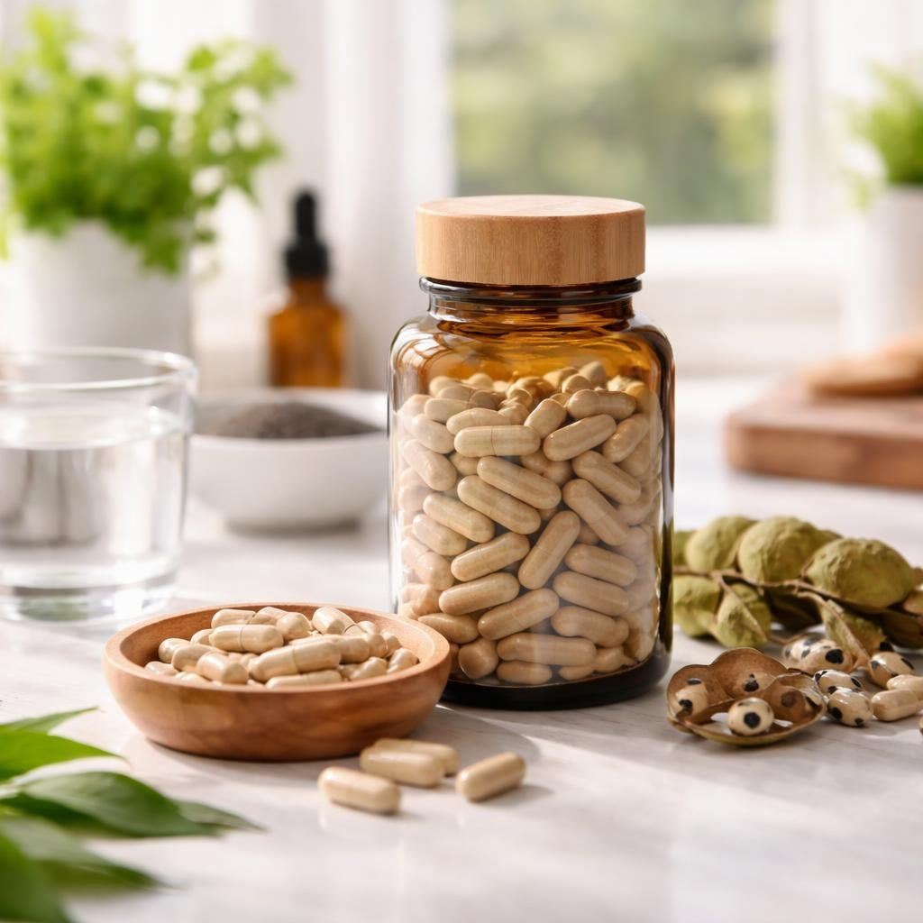 Mucuna pruriens velvet bean capsules and powder selection