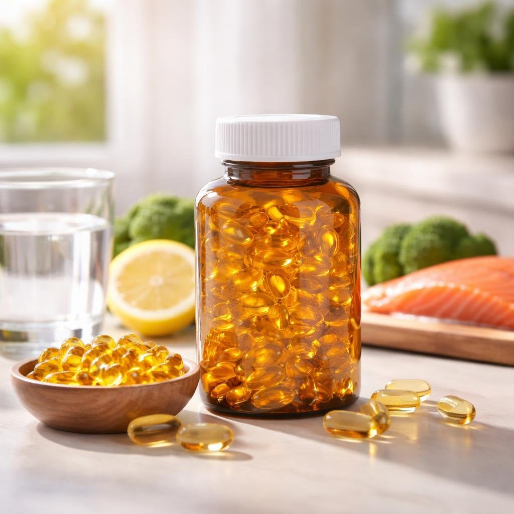 Omega-3 fish oil softgels with EPA and DHA