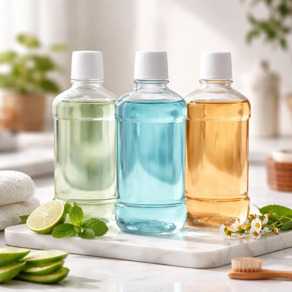 Mouthwash bottles for fresh breath and gum support