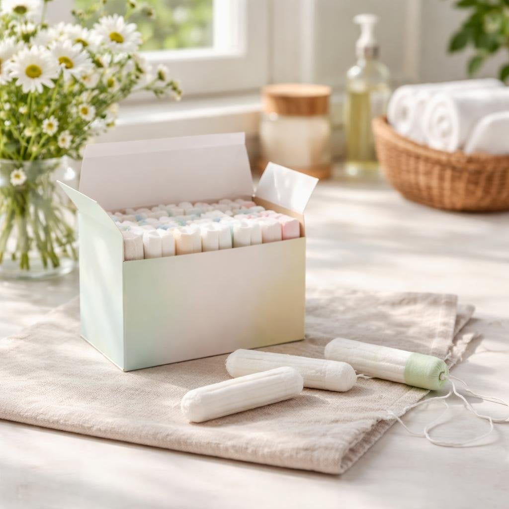 Organic cotton tampons in assorted absorbency levels