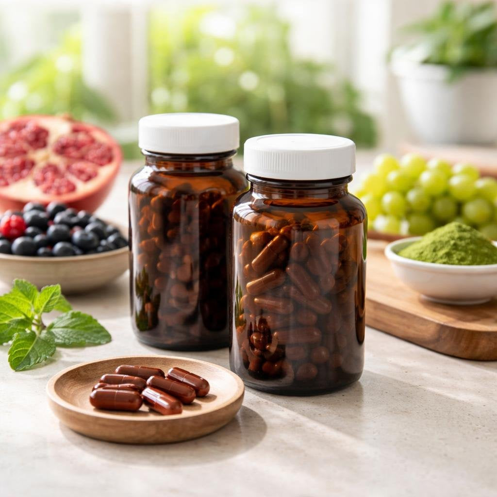 Polyphenol antioxidant capsules with resveratrol and quercetin