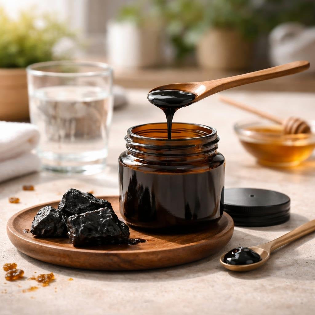 Purified shilajit resin, capsules, and powder assortment