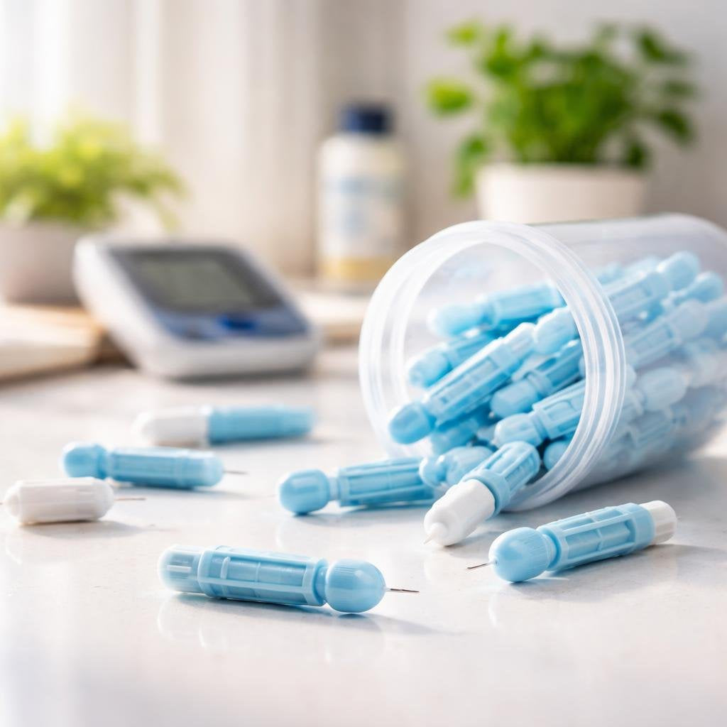 Sterile blood lancets for daily fingerstick sampling