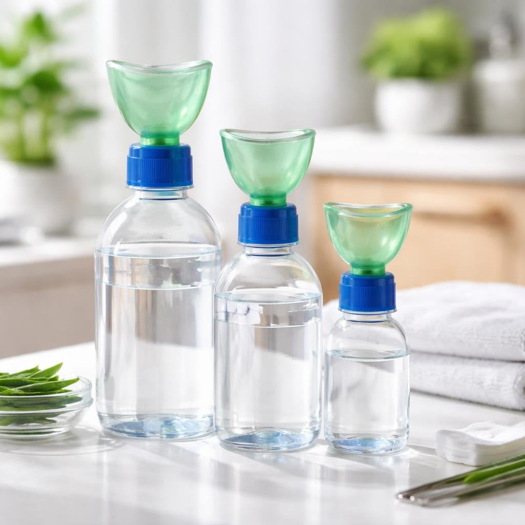 Sterile saline eye wash bottles for rinsing irritants