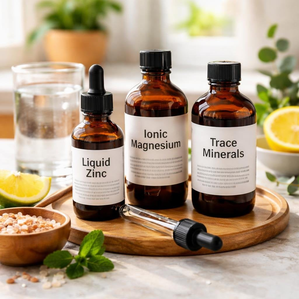 Trace mineral supplements with zinc and selenium labels