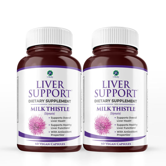 1 Body Liver Support bottle with milk thistle for daily liver wellness.