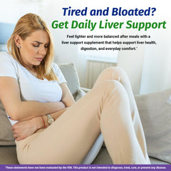 1 Body Liver Support capsules mockup shows easy-to-swallow daily capsules.