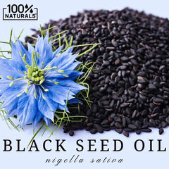 100% Naturals black seed oil product shot with accessory view for context