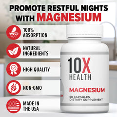 10x health ingredients table—melatonin-supporting minerals and circadian-friendly nutrients.