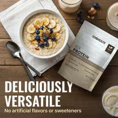 10X Health System honey vanilla ingredients scene emphasizes plant-based protein sources