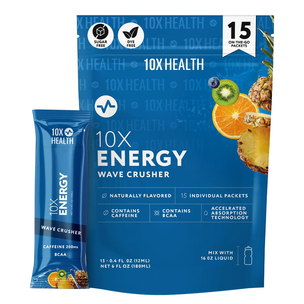 10X Health Wave Crusher tropical punch packet for on-the-go energy and focus
