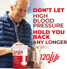 120LIFE Blood Pressure Support gluten-free vegan label bottle, clean label for mindful shoppers.