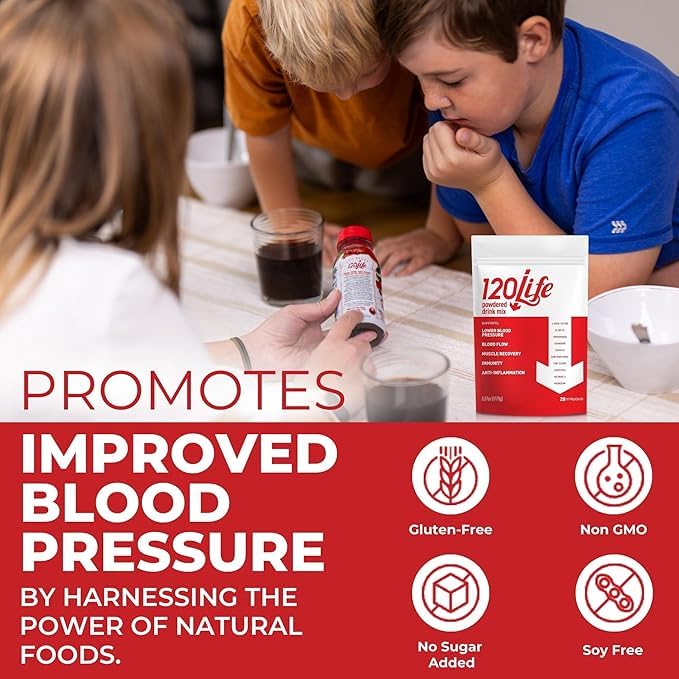 120LIFE Blood Pressure Support magnesium powder tub, essential mineral for daily balance.