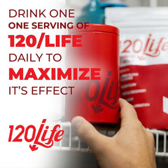 120LIFE Blood Pressure Support ready-to-mix glass, on-the-go wellness in seconds.