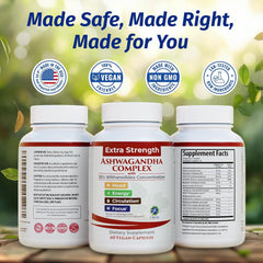1Body Ashwagandha Complex storage container scene suggests convenient shelf-ready wellness