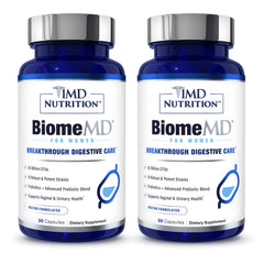 1MD BiomeMD Probiotics for Women bottle front promotes digestive balance.