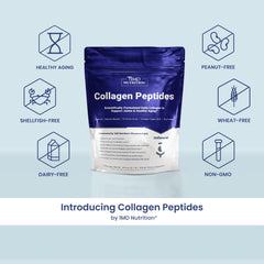 1MD Nutrition Collagen Peptides scoop beside unflavored powder for everyday use