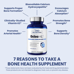 Close-up of OsteoMD capsules highlighting convenient calcium and D3 intake.