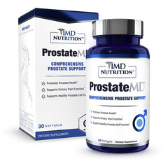 1MD Nutrition ProstateMD saw palmetto bottle for targeted urinary and prostate support.