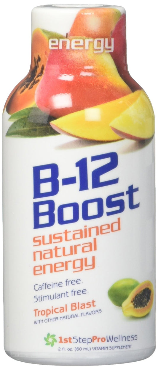 1st Step for Energy B-12 Shot Tropical Blast bottle for caffeine-free energy boost