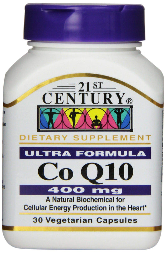 21st Century CoQ10 bottle front view for daily energy support.