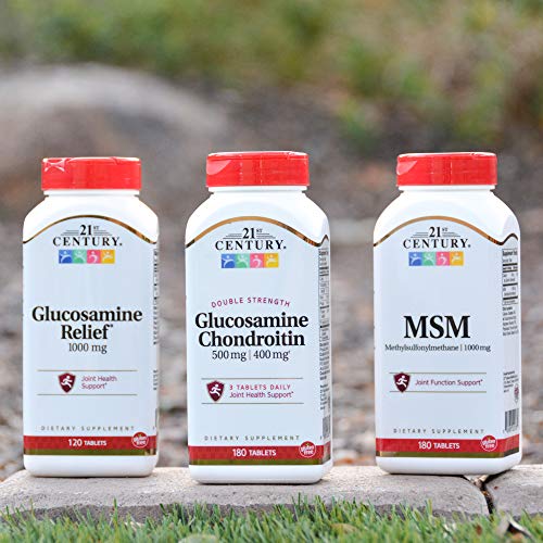 21st Century Glucosamine Chondroitin bottle with pills ready for daily use.