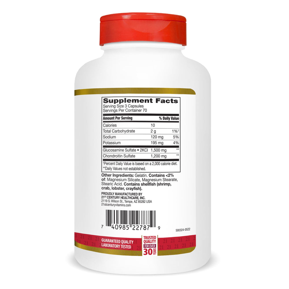 21st Century Glucosamine Chondroitin bottle beside running shoes for daily mobility