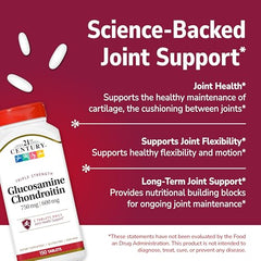 Closeup of 21st Century Glucosamine Chondroitin tablets showing easy swallow design.