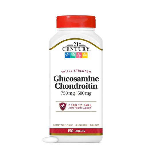 21st Century Glucosamine Chondroitin triple-strength bottle for joint support in daily routines.