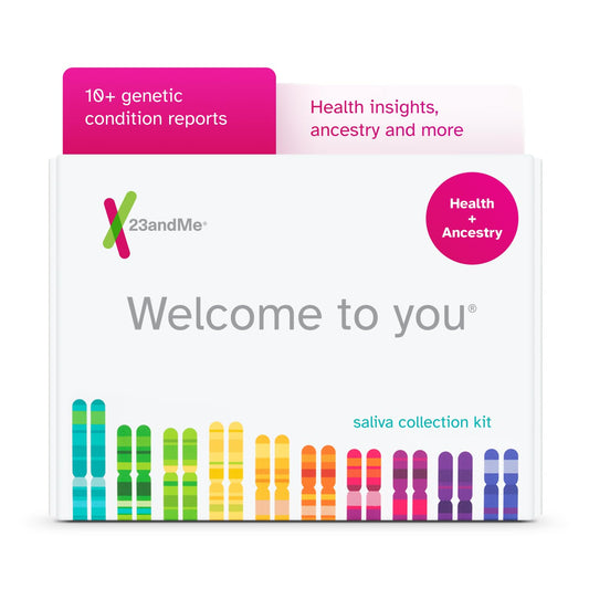 23andMe kit box ready for at-home health and ancestry testing