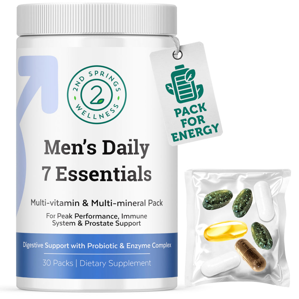 2nd Springs Daily7 Essentials bottle promotes daily energy support for men