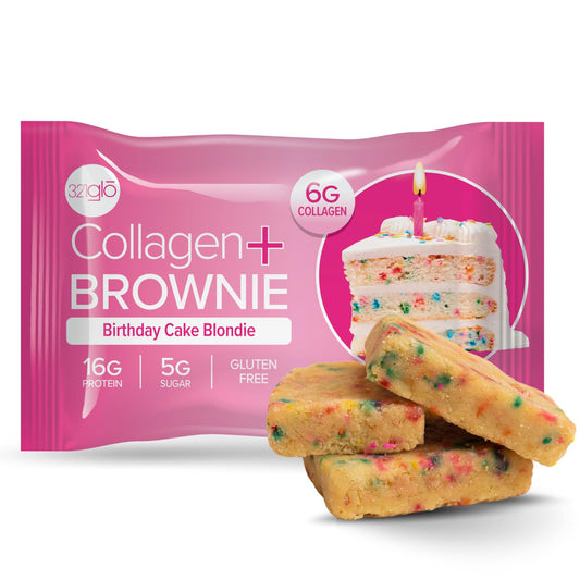 321glo collagen brownie gluten-free, soft texture, perfect for a mindful snack.