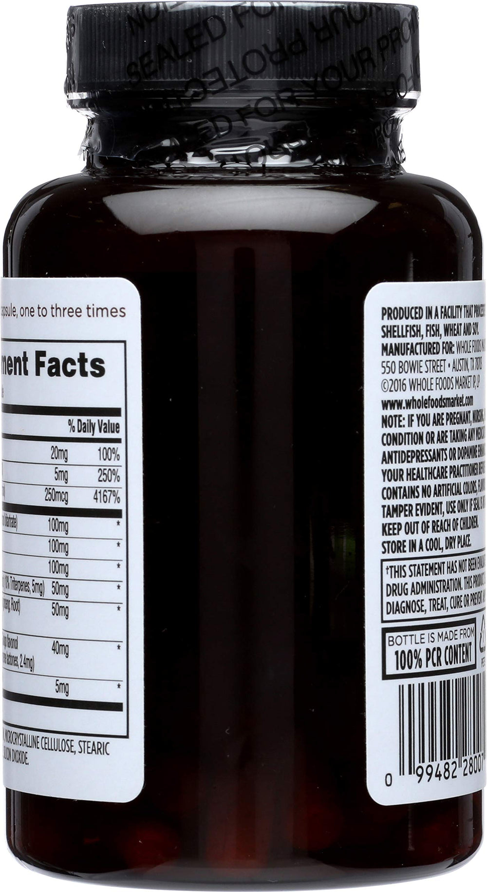 365 by Whole Foods Market Asian ginseng and gotu kola capsules, natural balance.