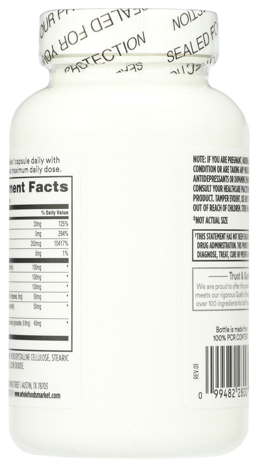365 by Whole Foods Market B complex capsules close-up, energy support.