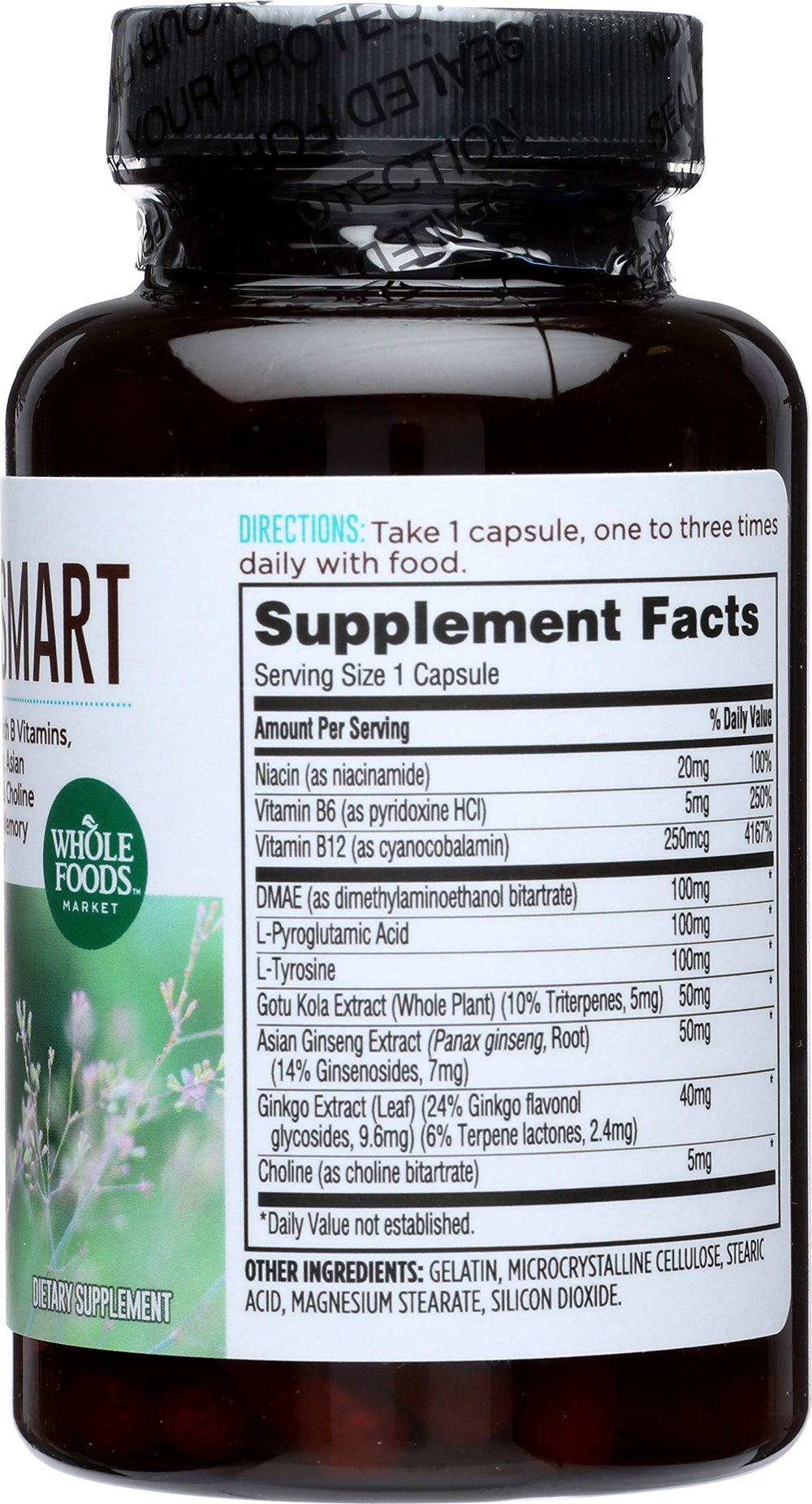 365 by Whole Foods Market Ginkgo capsules label, potential memory support.
