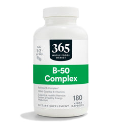 365 by Whole Foods Market Vitamin B-50 Complex bottle and capsules support energy