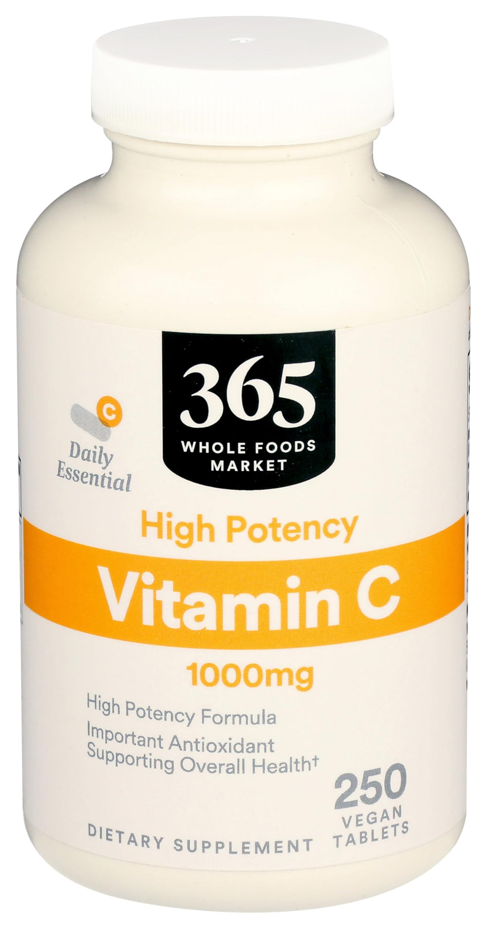 365 by Whole Foods Market Vitamin C 1000mg bottle front for antioxidant support