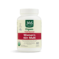 365 by Whole Foods Market women's multivitamin 40+ bottle supports complete daily nutrition.