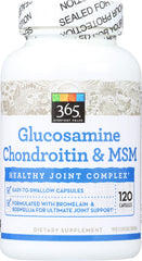 365 by Whole Foods Market glucosamine chondroitin msm bottle front for daily joint support.