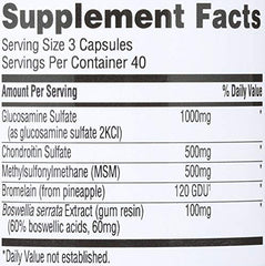 365 glucosamine chondroitin msm packaging highlights quality standards and clear ingredient listing.
